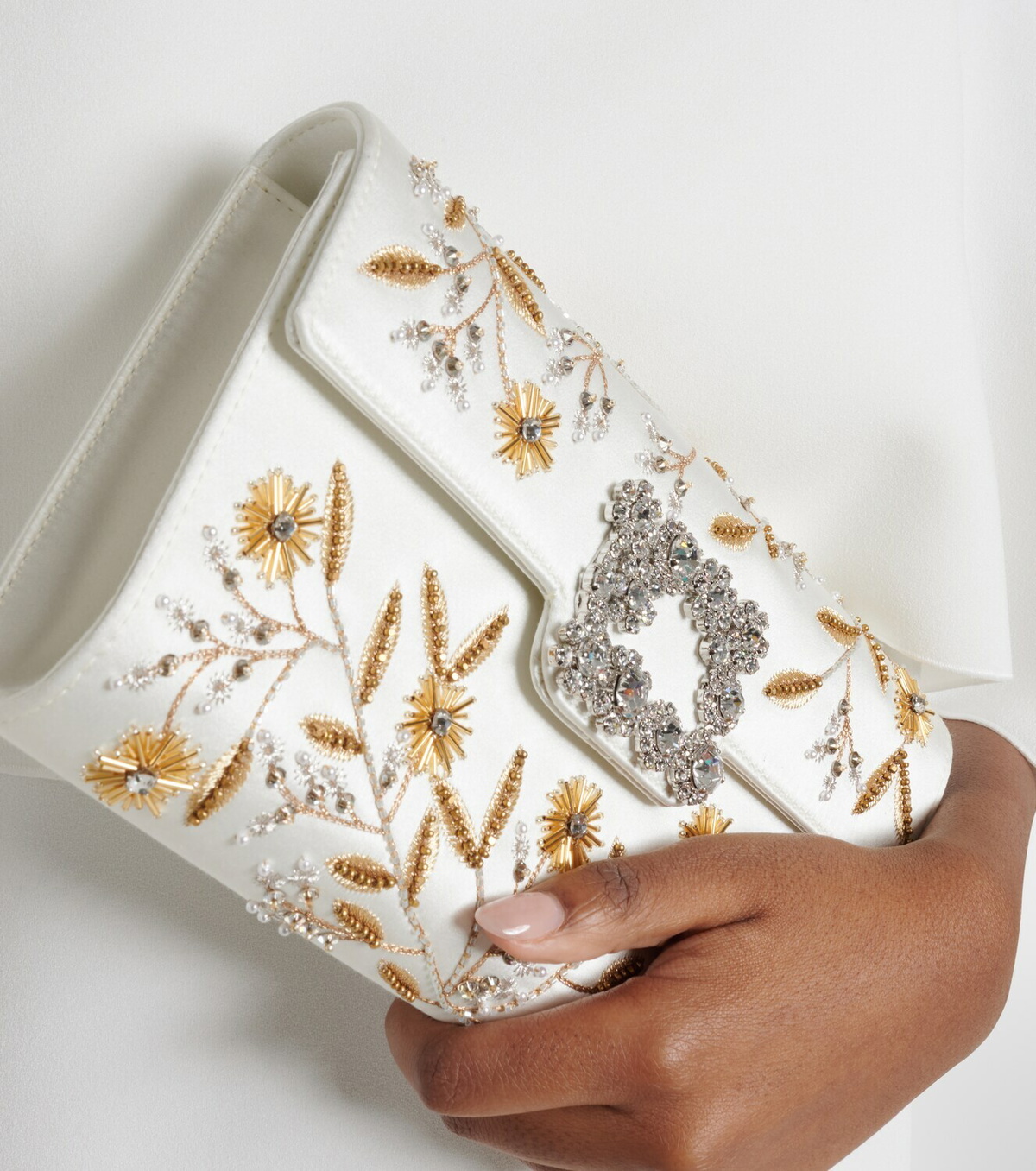 Roger Vivier Efflorescence embellished satin clutch