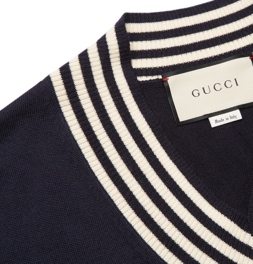 Gucci wool sweater with bee clearance appliqué