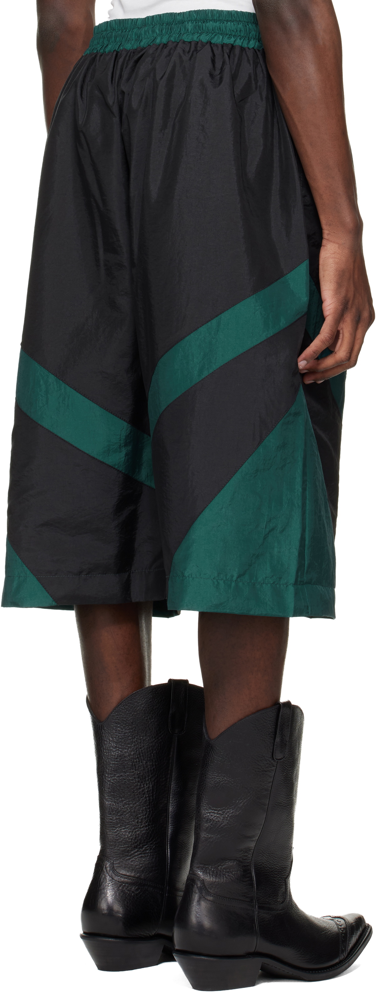 VAQUERA Black & Green Windbreaker Shorts