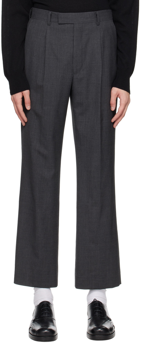 パンツ AURALEE TROPICAL WOOL SLACKS (L.GRAY) AURALEE Gray Tropical Trousers Auralee