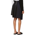Sacai Navy Wool Combo Wrap Skirt