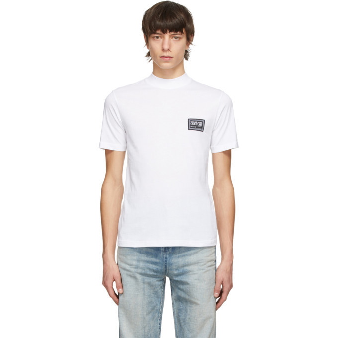 Photo: Versace Jeans Couture White Mock Neck Patch Logo T-Shirt