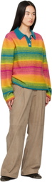 The Elder Statesman Multicolor Blurry Stripe Rugby Polo