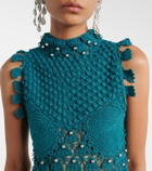 Rabanne Embellished cotton crochet top
