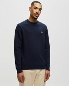 Fred Perry Classic Crew Neck Jumper Blue Sweatshirts