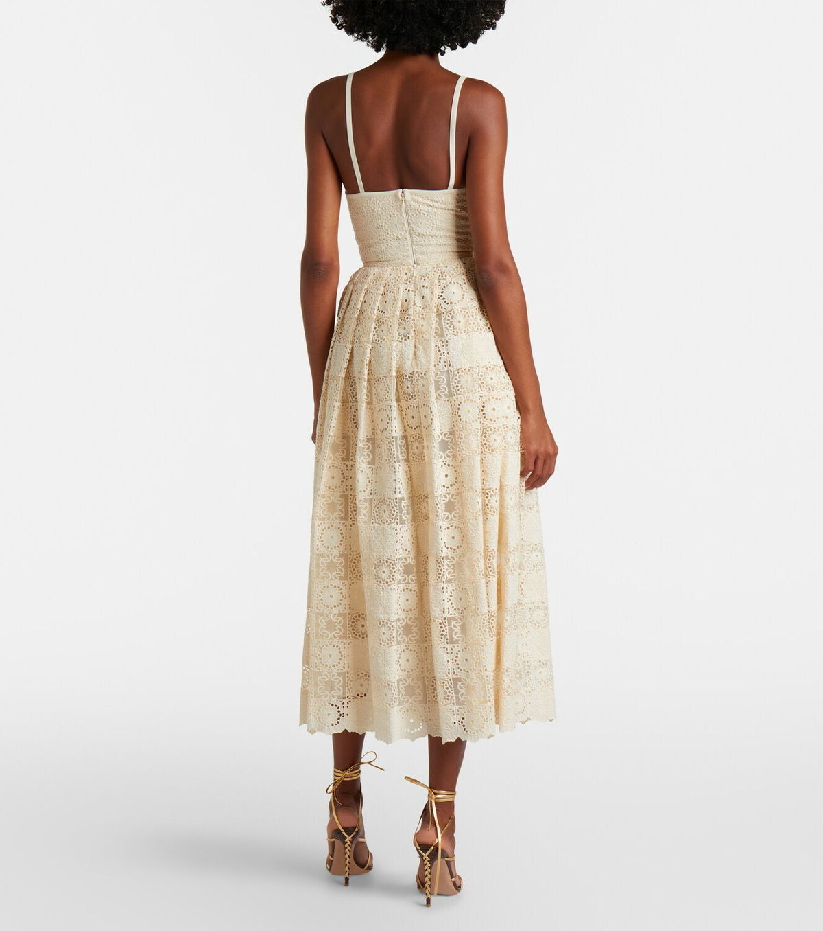 Elie Saab Silk and cotton-blend guipure lace midi dress
