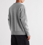 AMI - Oversized Logo-Intarsia Virgin Wool Sweater - Gray