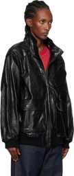 AURALEE Black Zip Lamb Leather Jacket