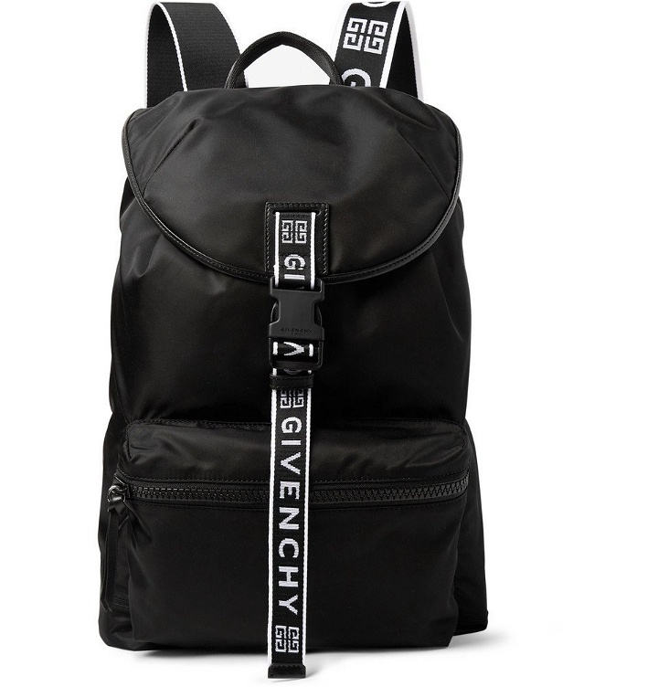 Photo: Givenchy - Logo-Jacquard and Leather-Trimmed Nylon Backpack - Men - Black