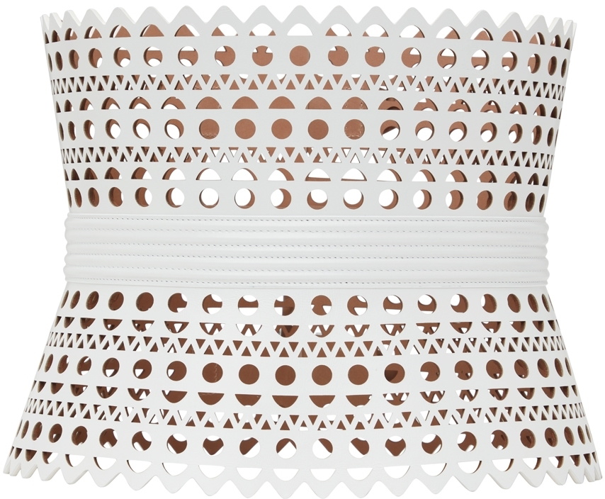 white leather corset belt