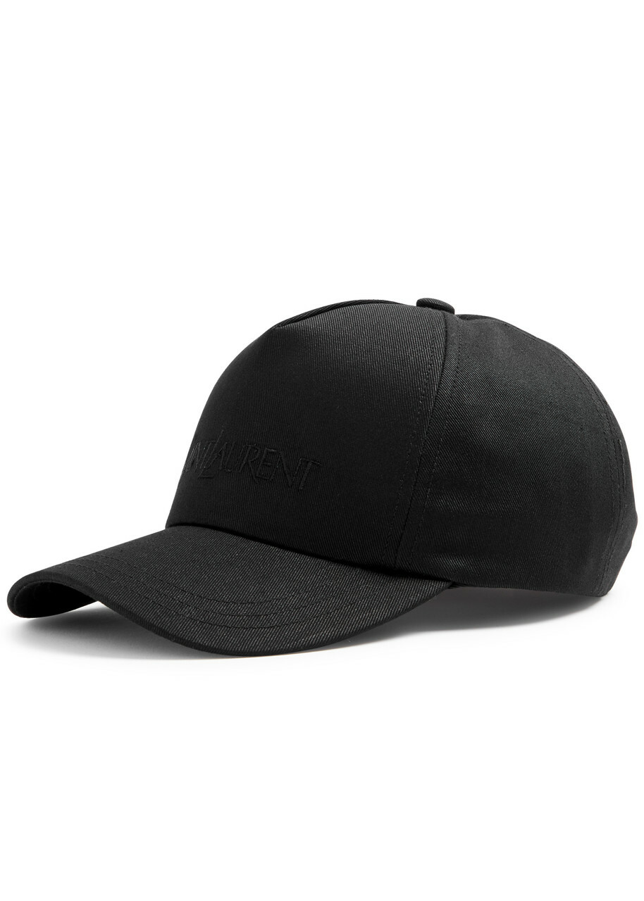 Saint Laurent Logo-embroidered Cotton-blend cap Black
