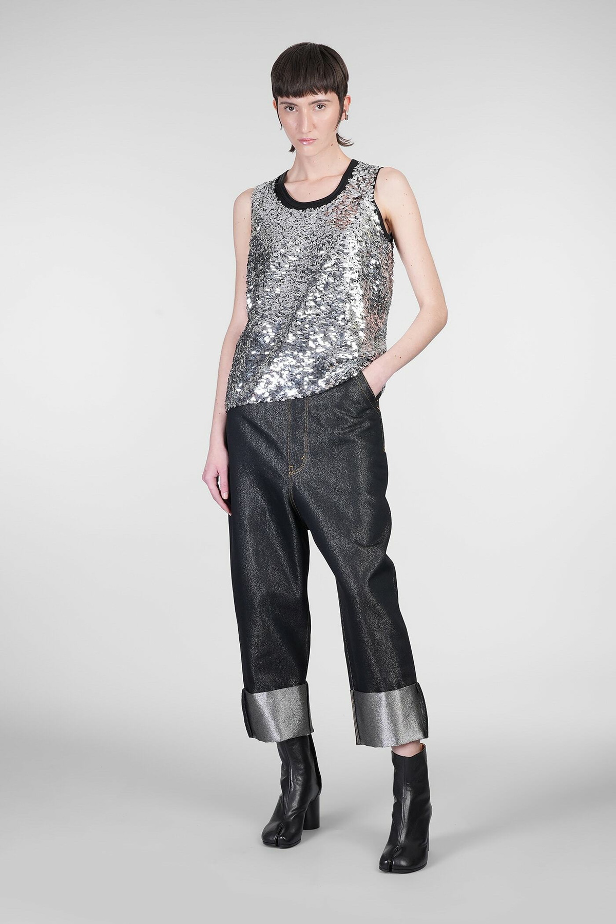Junya Watanabe Tank Top In Silver Polyester Junya Watanabe