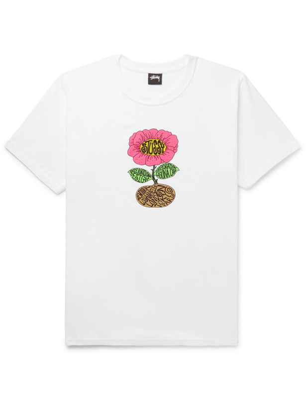 Photo: STÜSSY - Sunflower Printed Cotton-Jersey T-Shirt - White