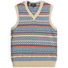 Beams Plus Men's Fair isle Knitted Vest in Natural