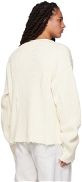 MM6 Maison Margiela Off-White Frayed Sweater