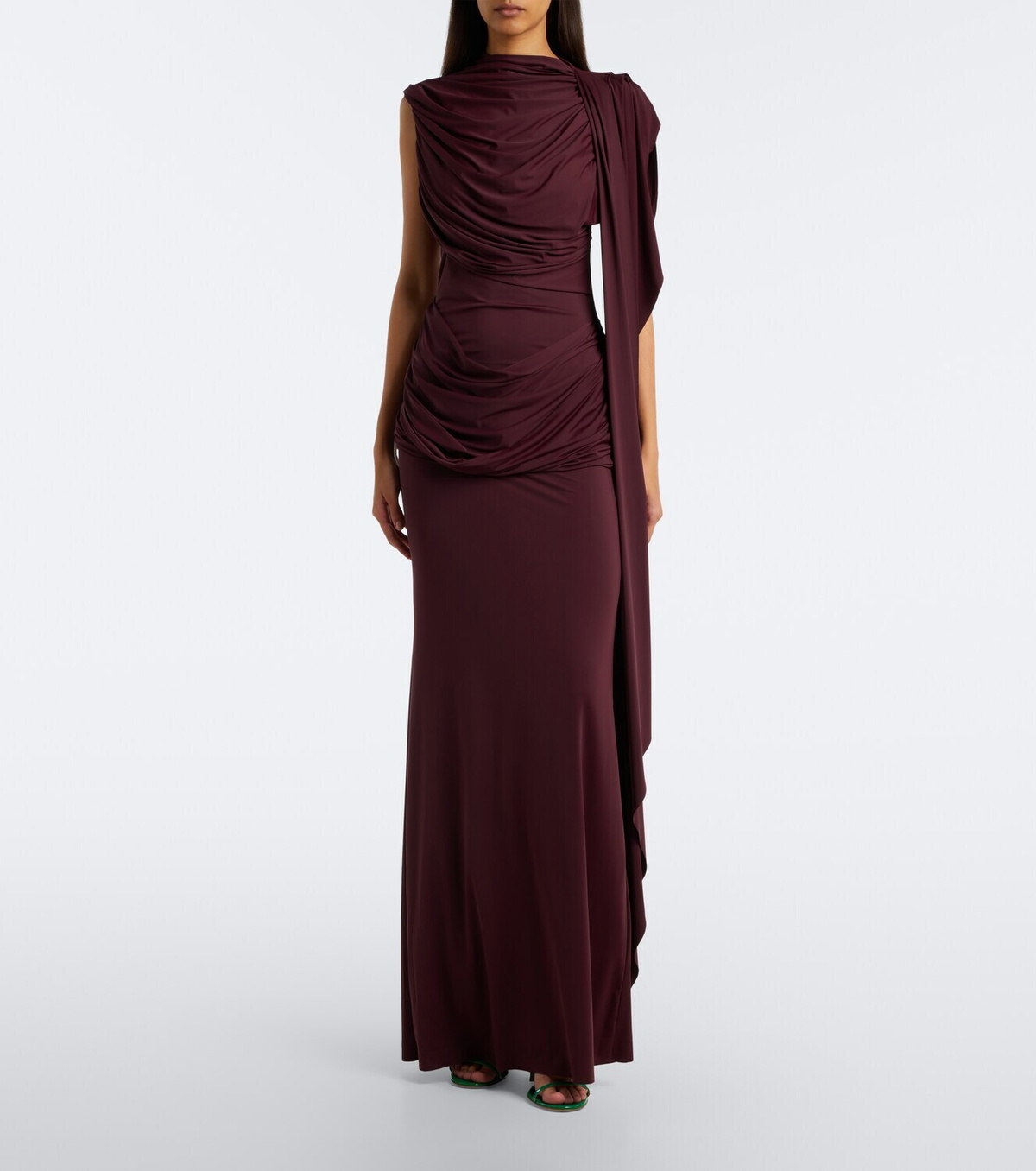 De La Vali Draped jersey gown