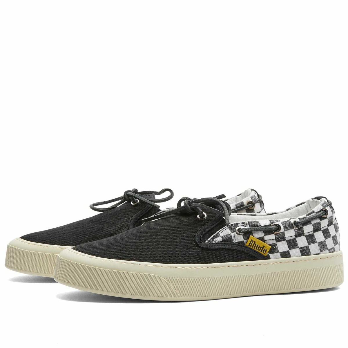 Rhude Men's Checker Slip On Sneakers in Black Rhude