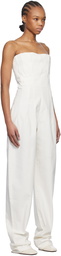 Mônot White Bustier Denim Jumpsuit