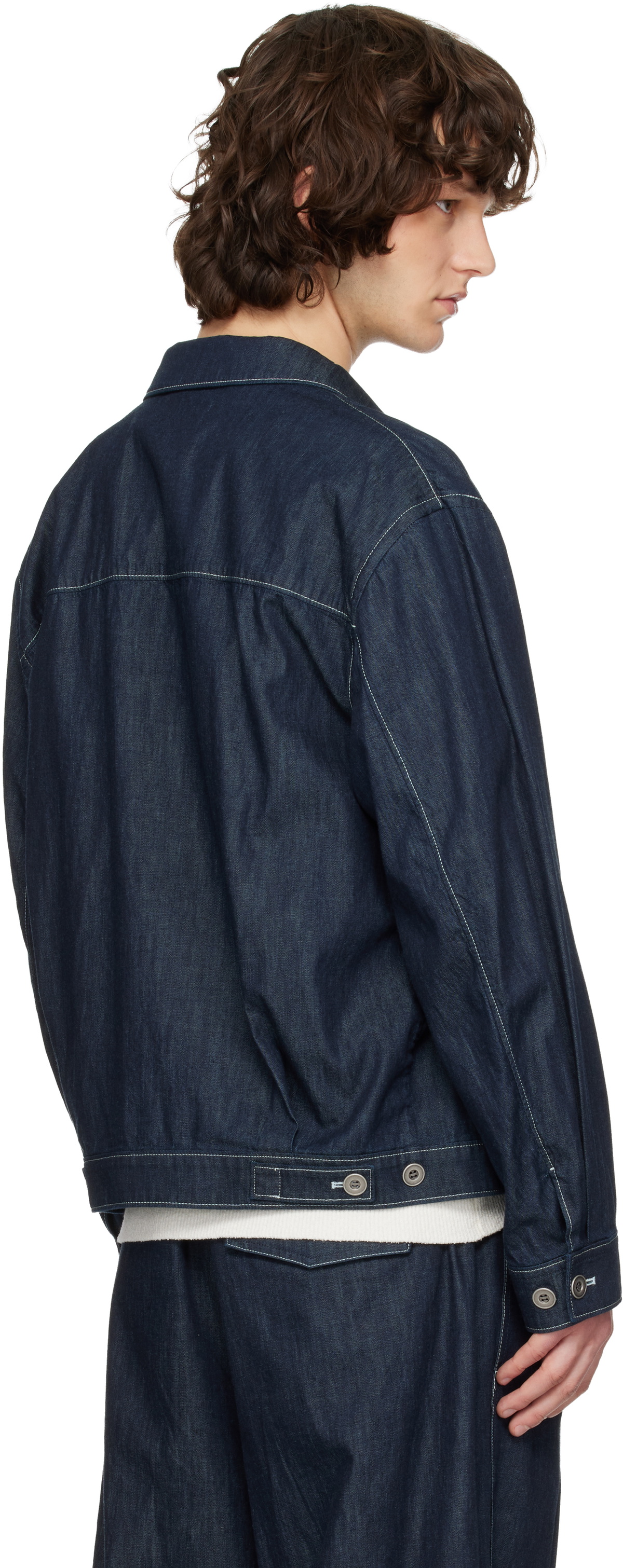 Solid Homme Navy Japanese Denim Trucker Jacket
