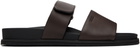 BOSS Brown Leather Slides