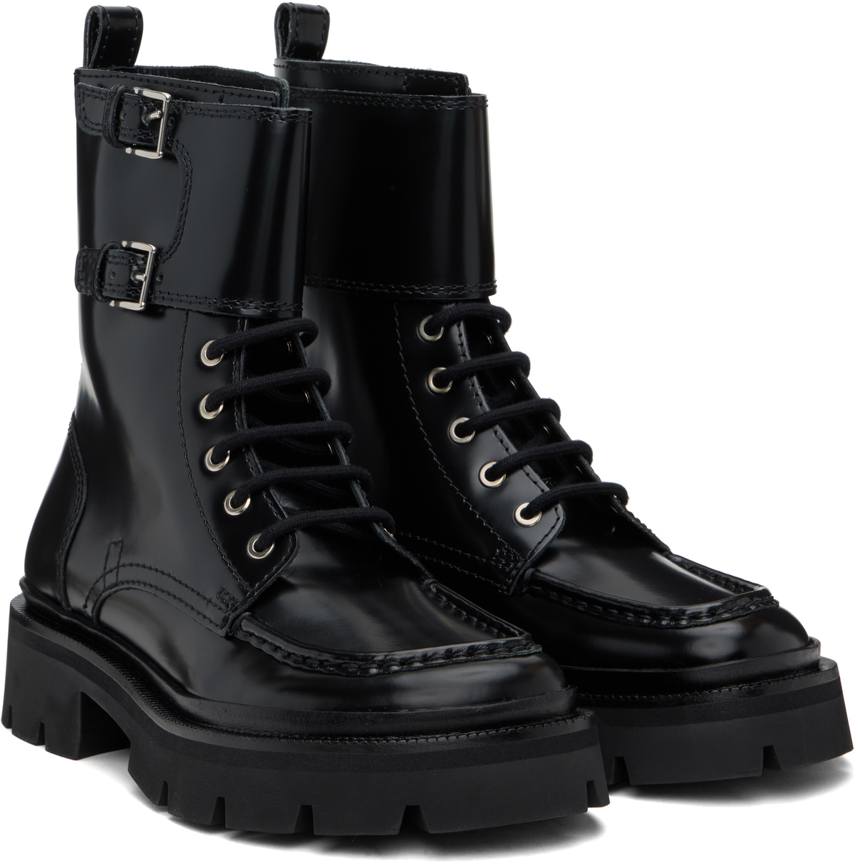 AMI PARISアミ パリスLace-Up Suede Ankle Bootsブーツ AMI Paris Black Lace-Up Double Straps Boots AMI