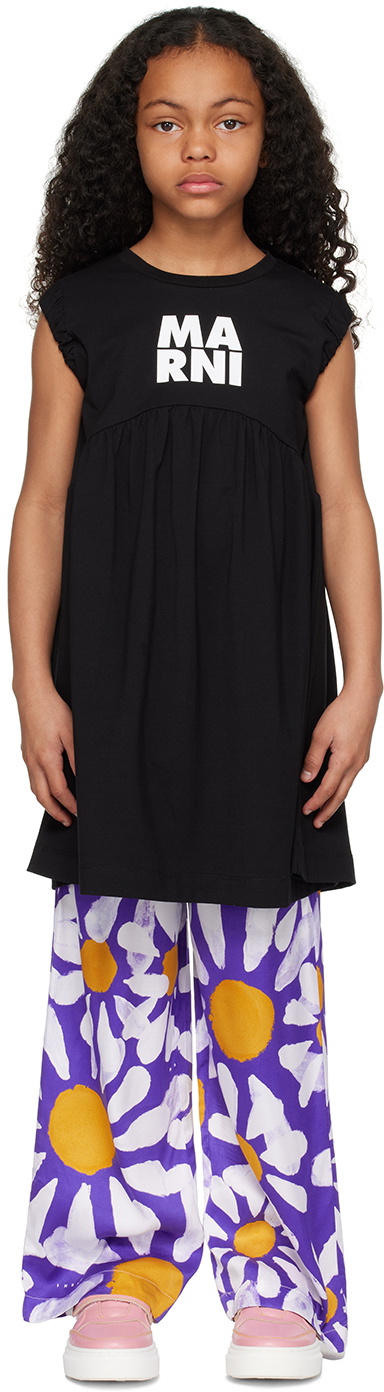 Marni Kids Black Gathered Dress
