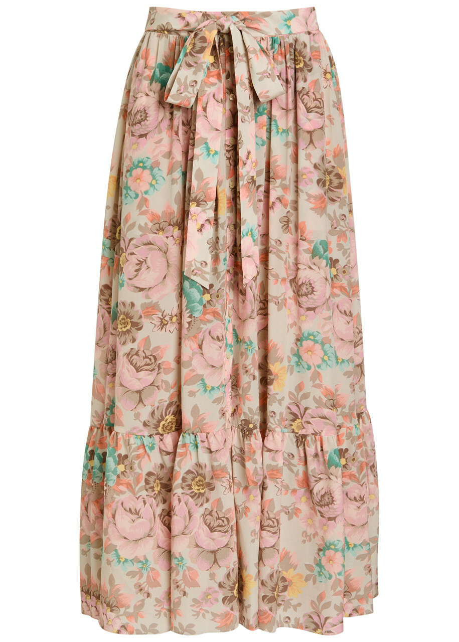 Chloe - Printed silk-crepon skirt Chloe