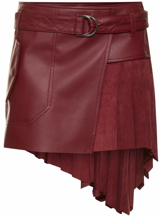 Photo: FERRARI - Leather & Suede Pleated Mini Skirt