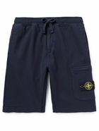 Stone Island - Straight-Leg Logo-Appliquéd Garment-Dyed Cotton-Jersey Shorts - Blue