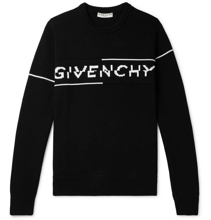 Photo: Givenchy - Logo-Intarsia Cotton Sweater - Black