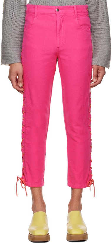 Photo: Eckhaus Latta Pink Laced Trousers