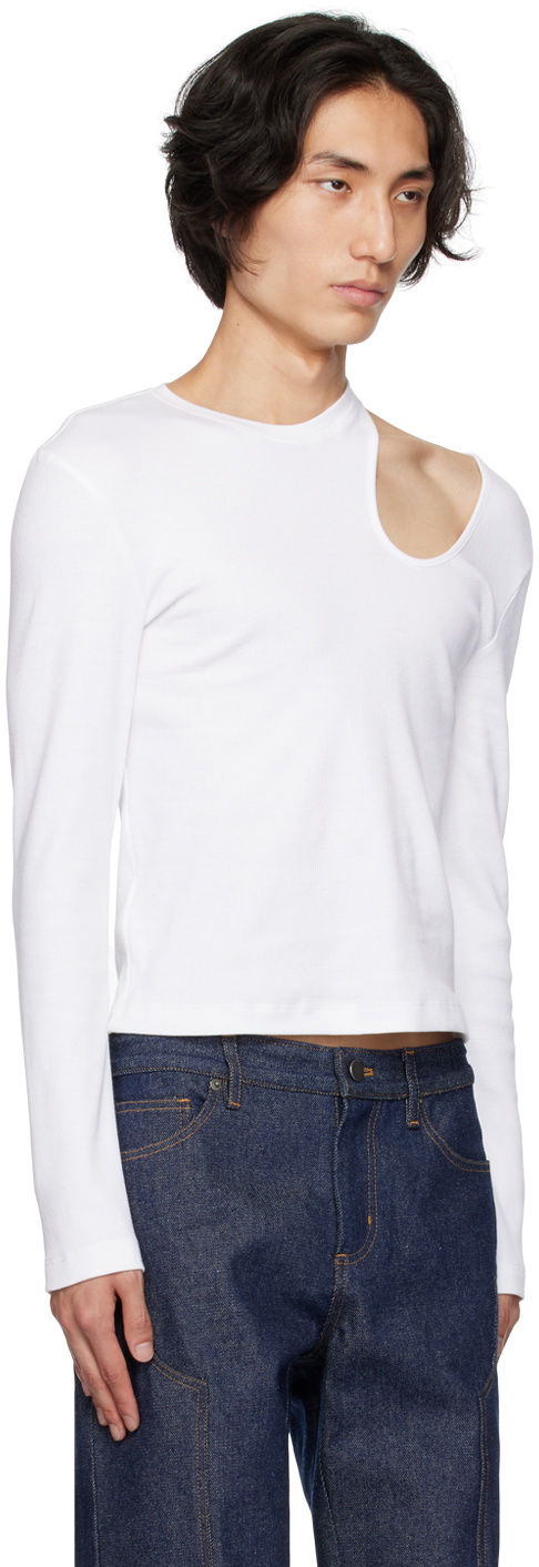 K.NGSLEY White Romain Long Sleeve T-Shirt