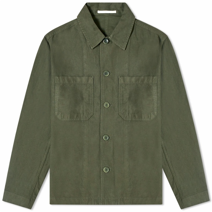 Photo: Norse Projects Men's Tyge Cotton Linen Overshirt in Spruce Green