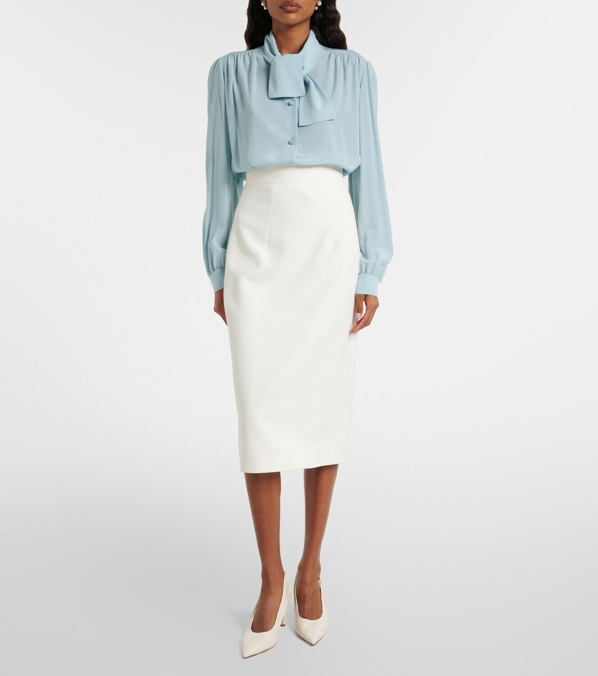 Safiyaa Hokuku crêpe pencil skirt