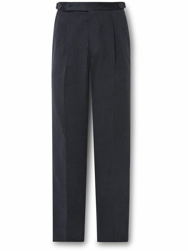 Photo: Stòffa - Tapered Pleated Cotton-Canvas Trousers - Blue