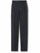 Stòffa - Tapered Pleated Cotton-Canvas Trousers - Blue