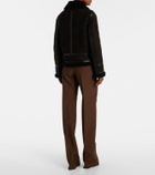 Gucci GG shearling-trimmed leather jacket