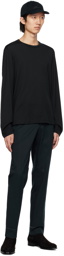Brioni Black Embroidered Long Sleeve T-Shirt