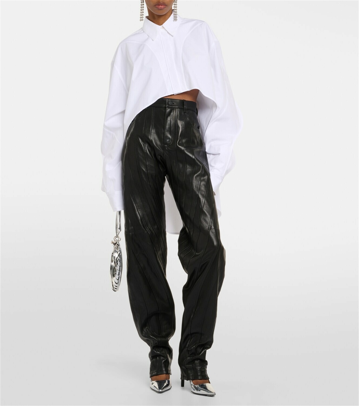 Mugler Low-rise leather straight pants Mugler