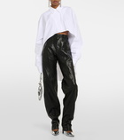 Mugler Low-rise leather straight pants