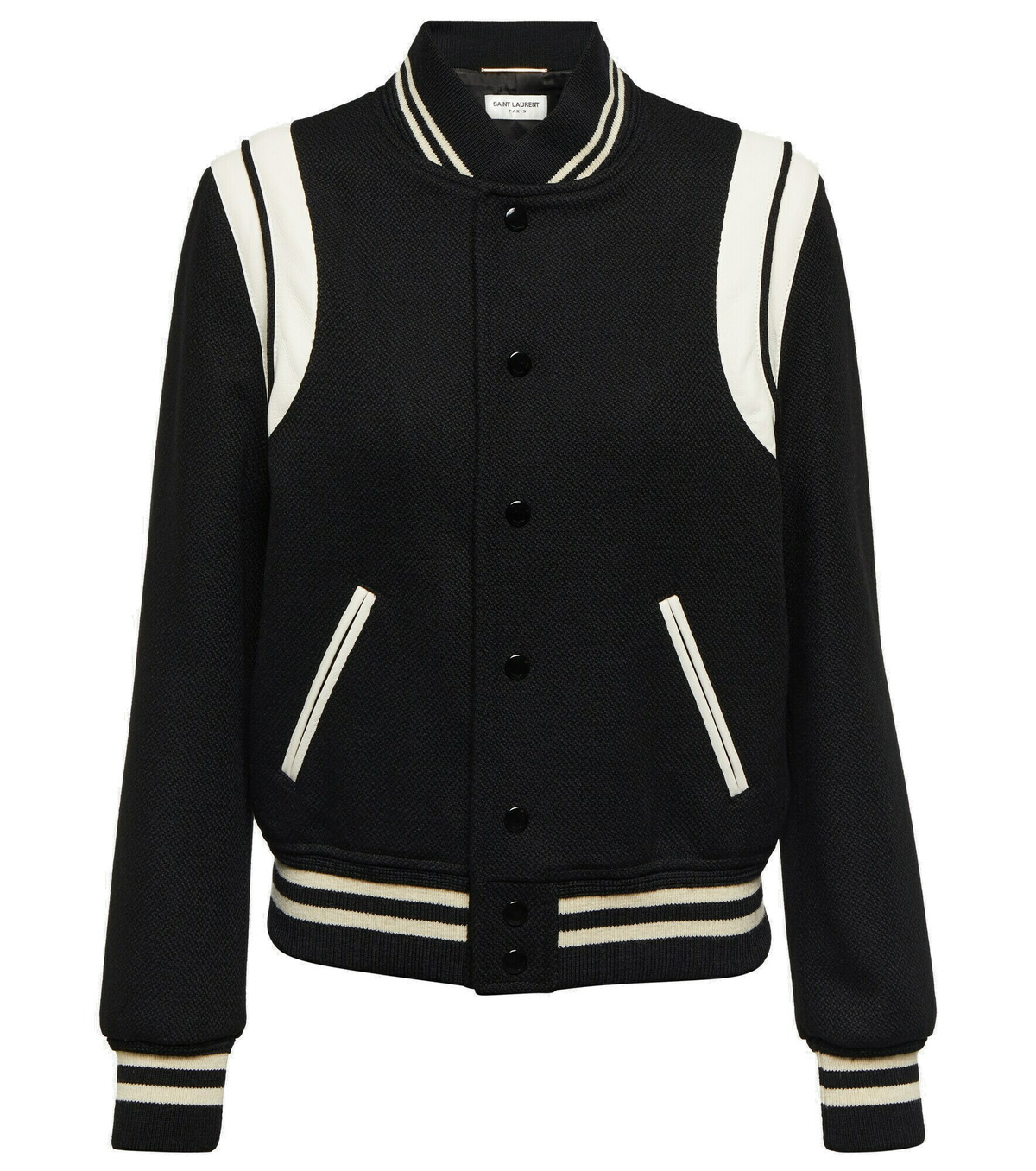 品多く Saint Laurent Saint jacket varsity wool-blend Teddy - Laurent ジャケット・アウター