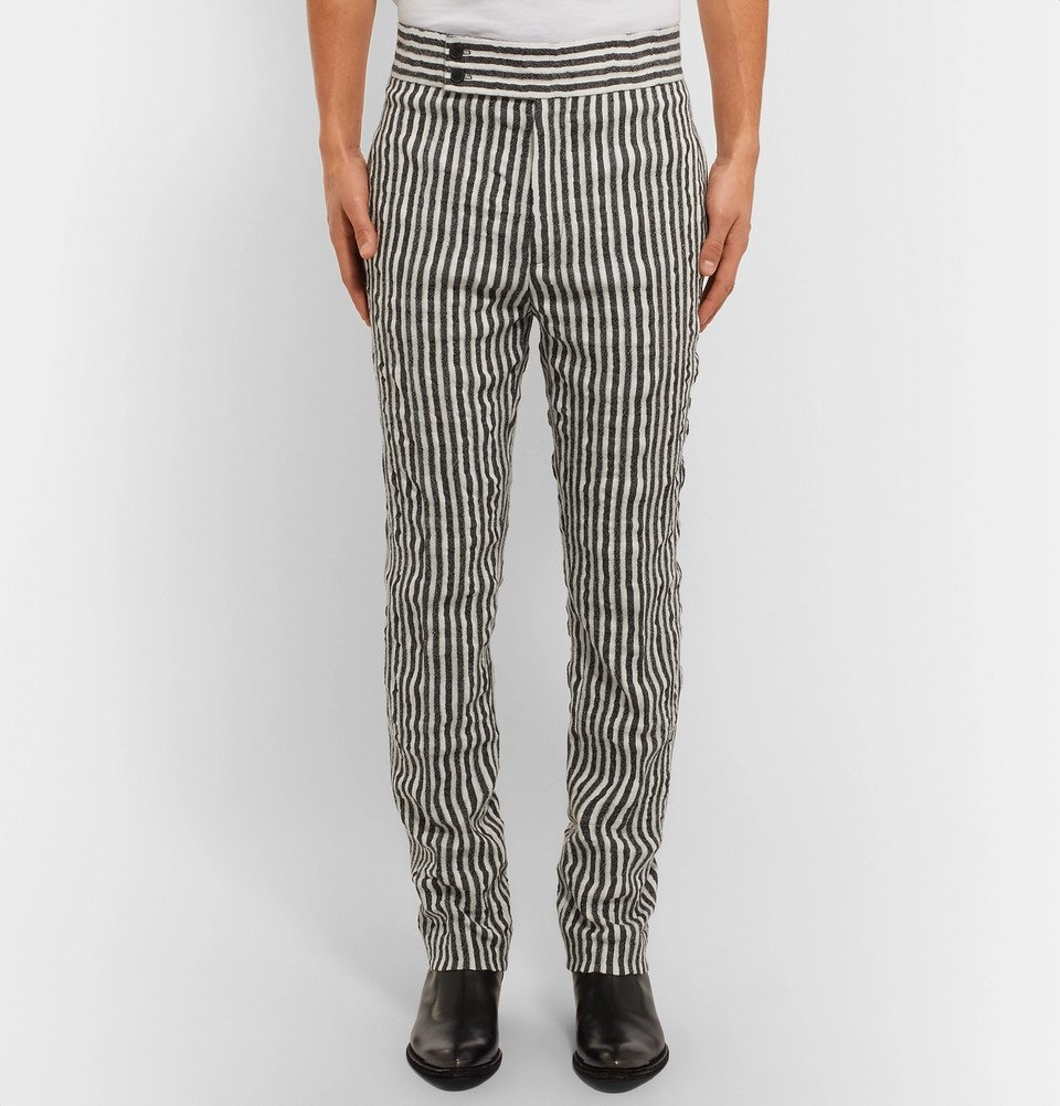 Haider Ackermann - Slim-Fit Tapered Striped Wool and Cotton-Blend Twill  Trousers - Men - White