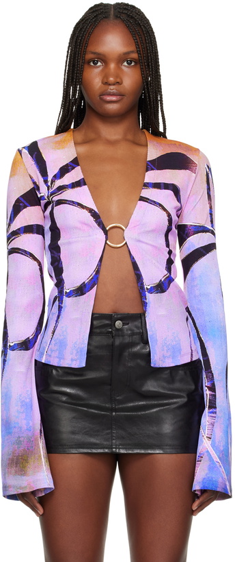 Photo: Louisa Ballou Purple Ribbed Classic Cardigan