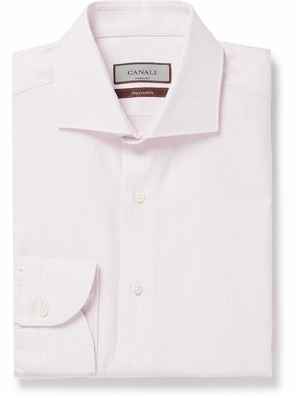 Photo: Canali - Cotton and Linen-Blend Jacquard Shirt - Pink