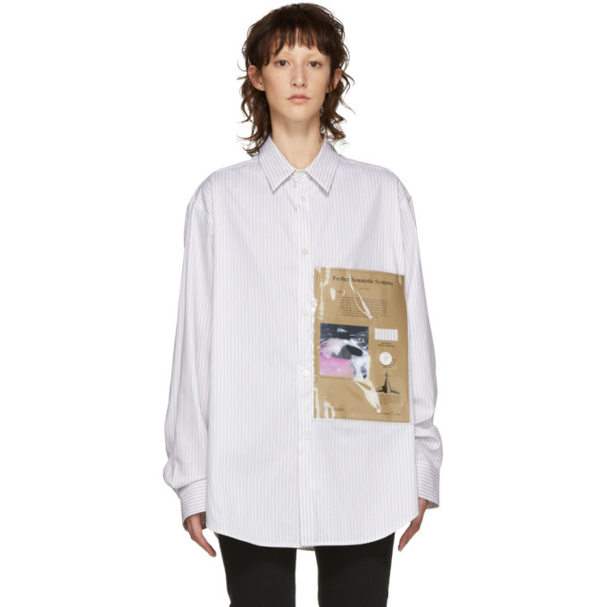 Raf Simons White and Beige Plastic Pocket Shirt Raf Simons