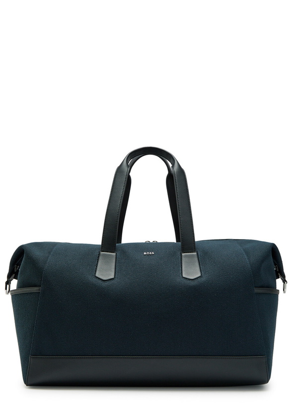 Photo: Boss Dakkar Leather-trim Canvas Holdall bag - Navy - One Size