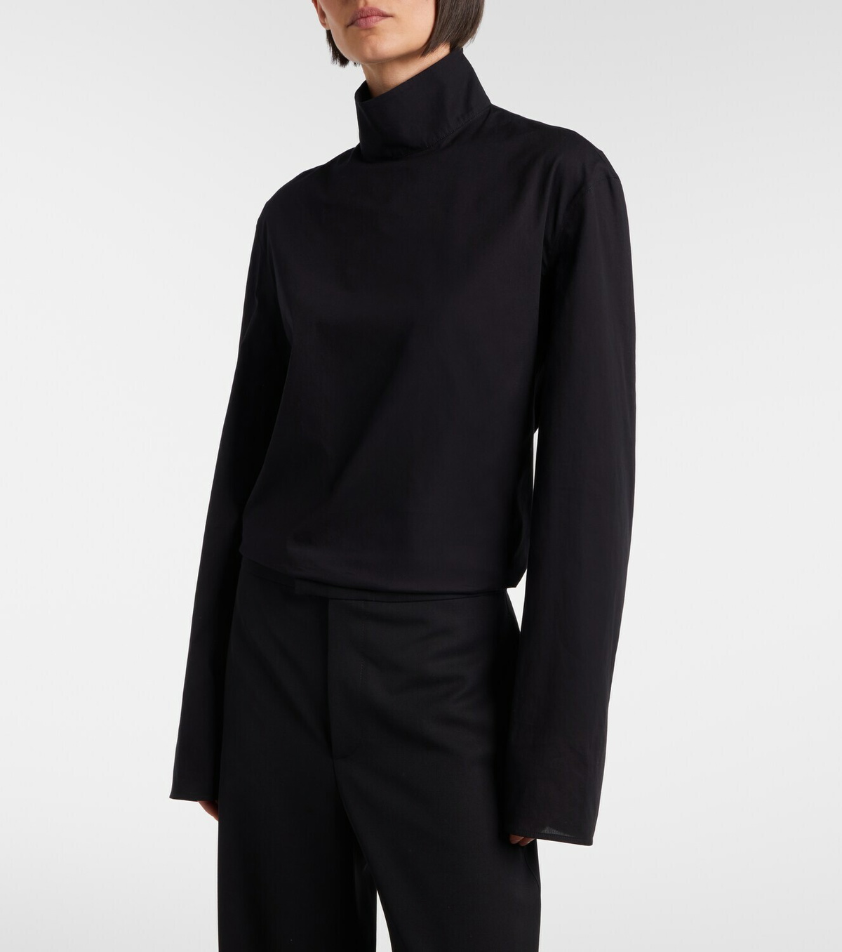Gucci Cotton-blend poplin turtleneck top