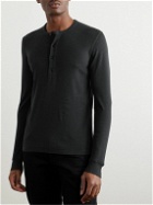 TOM FORD - Slim-Fit Ribbed Stretch Lyocell and Cotton-Blend Henley T-Shirt - Black