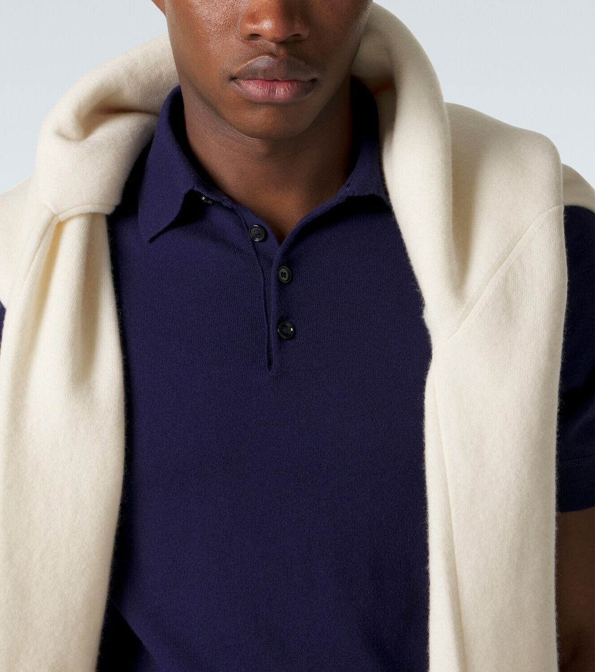 Allude Cotton, silk, and cashmere polo shirt