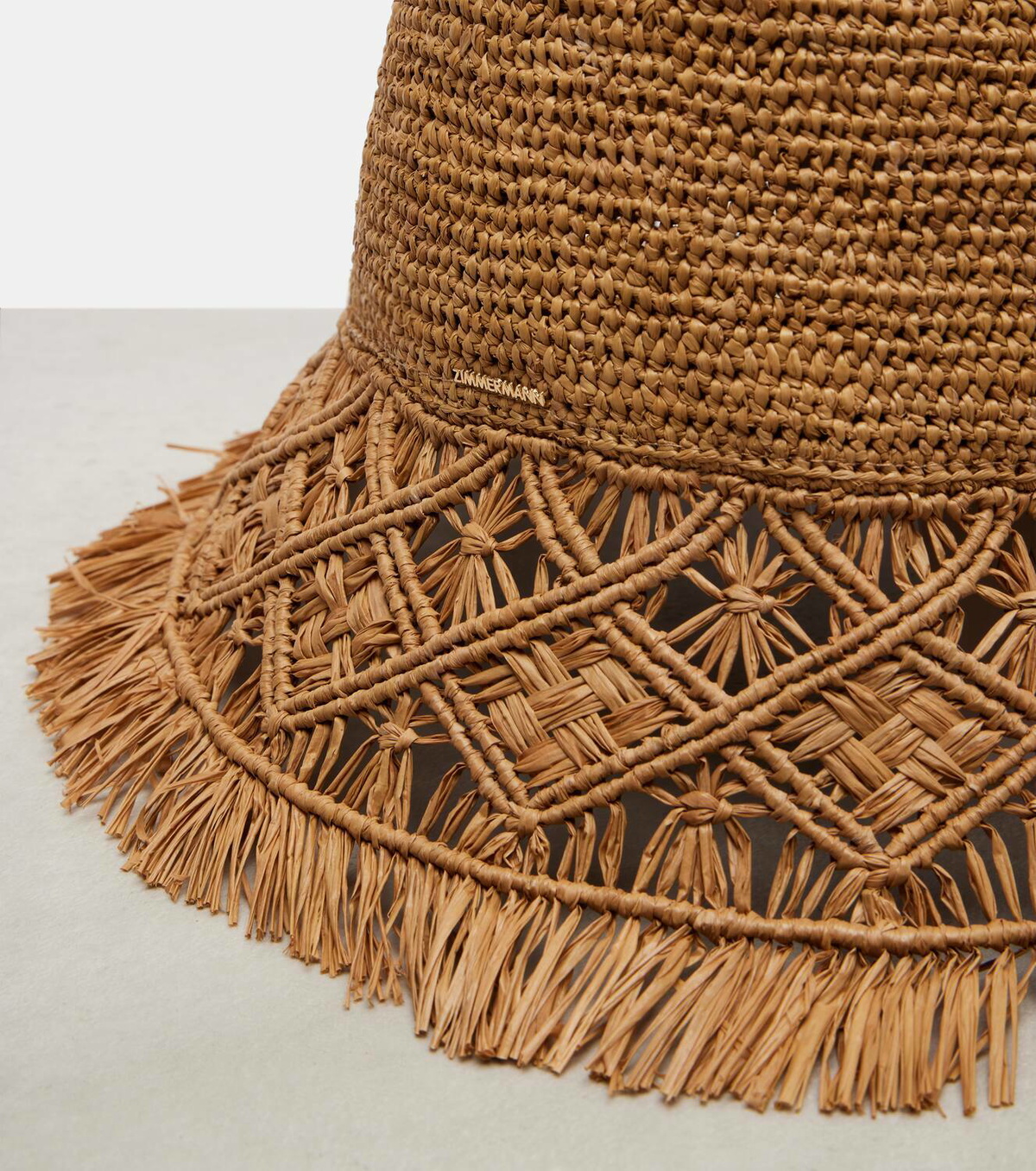 Zimmermann Macramé raffia bucket hat